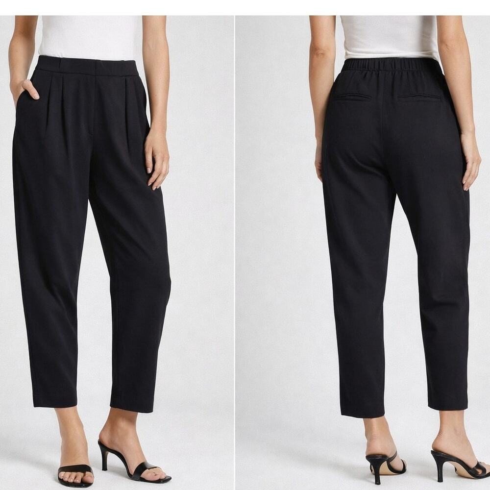 Nili Lotan Women's Elastic Waist Tapered Pants Black Size Medium